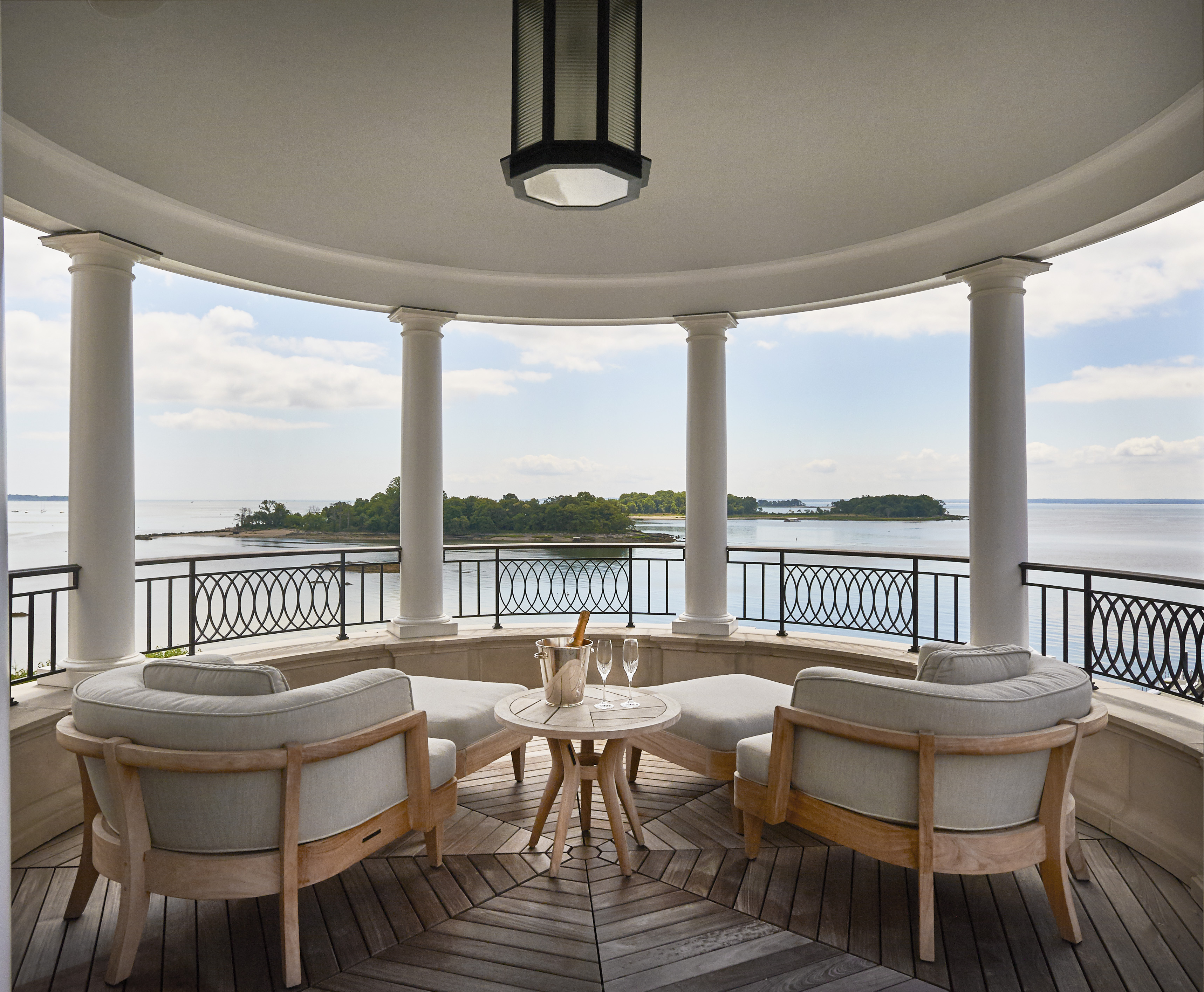 Roof deck on a waterfront Greenwich residence