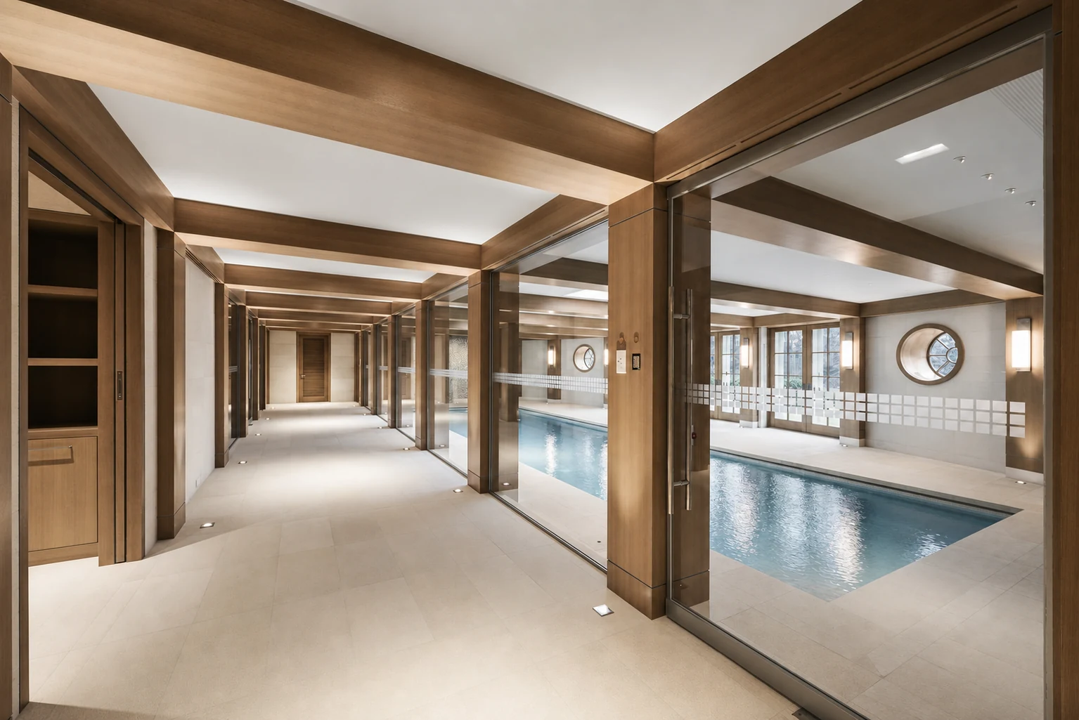 Mid Country Grandeur indoor pool gallery in Fairfield County, Connecticut, built by Hobbs Inc.