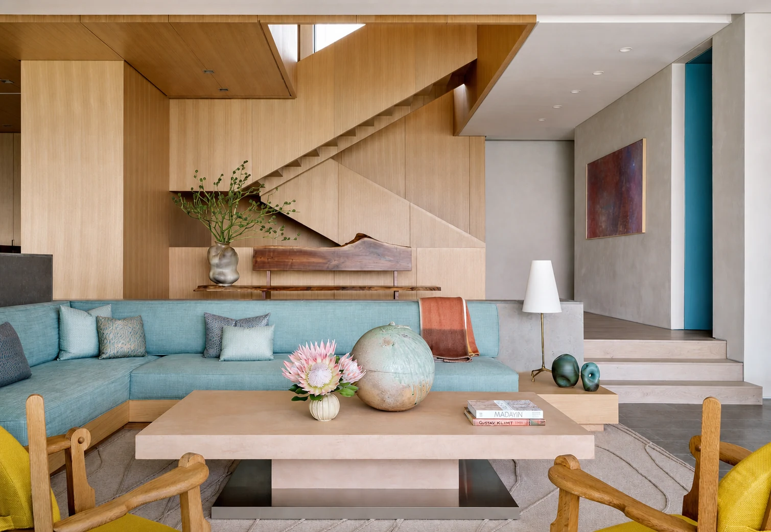 Montauk Cliff House living room seating area in Montauk, New York, built by Hobbs Inc.