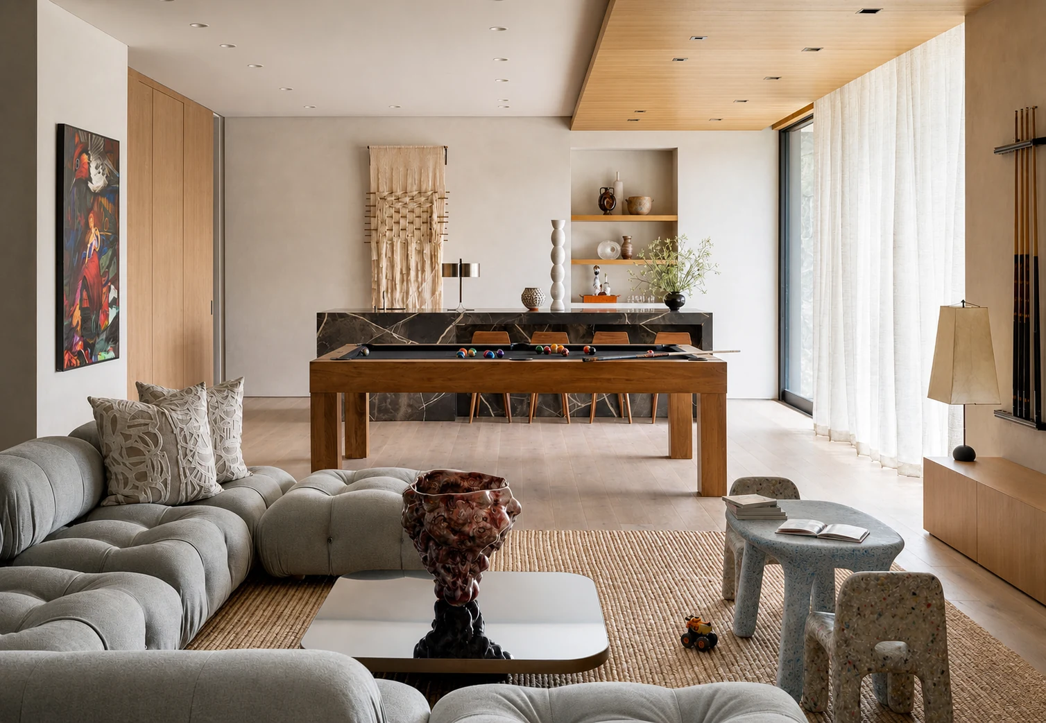 Montauk Cliff House family game room in Montauk, New York, built by Hobbs Inc.