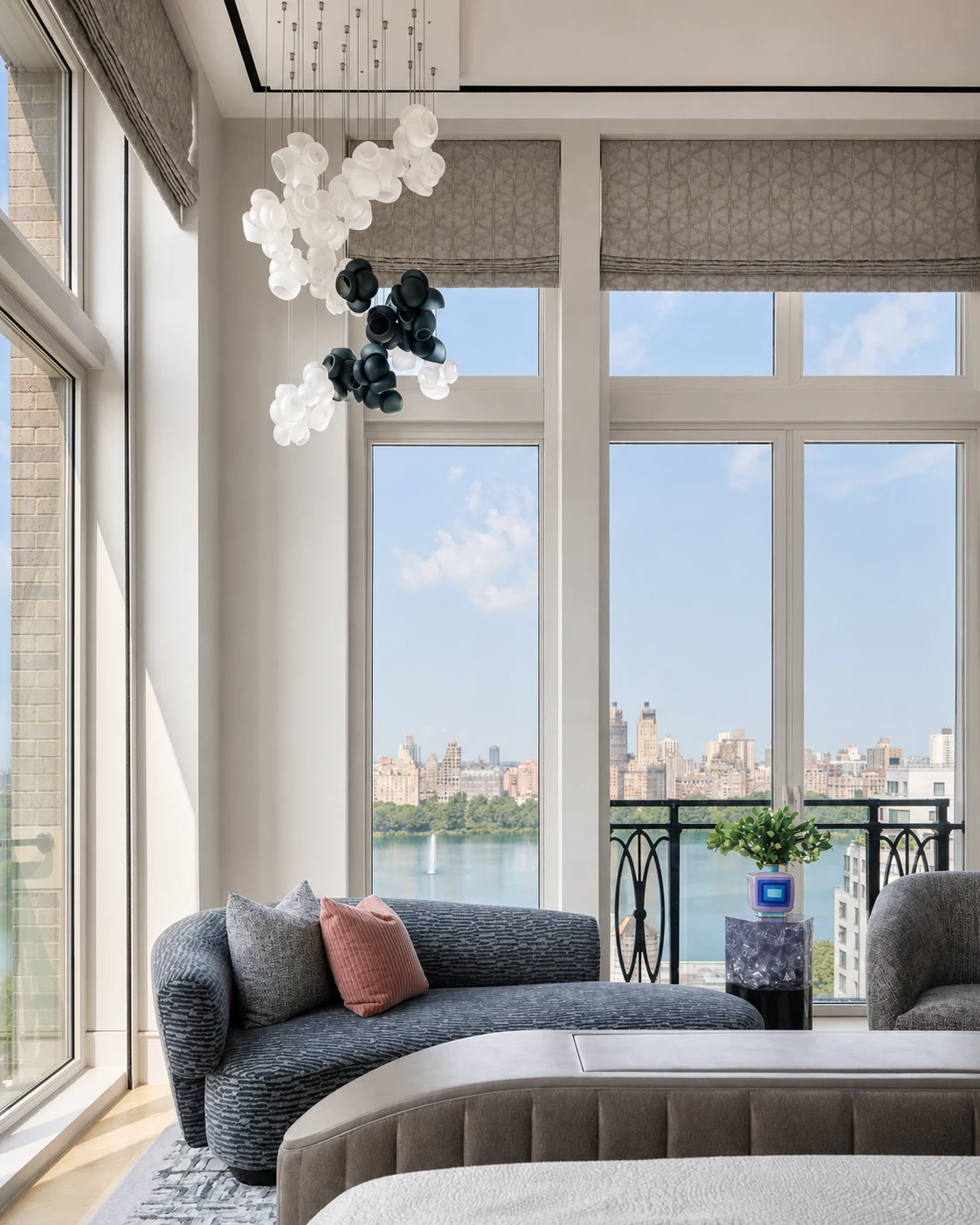 Upper East Side Penthouse Triplex double-height sitting room with Central Park view in Upper East Side, New York City, built by Hobbs Inc.